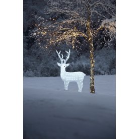 Rensdyr, akryl, 184 LED, H130 cm, hvid