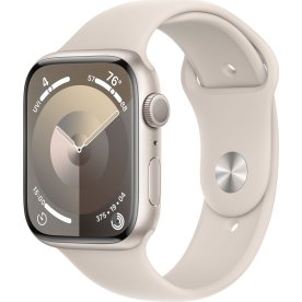 Apple Watch Series 9 GPS, 45mm, stjerneskær, M/L