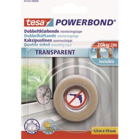 tesa Powerbond Trans. Monteringstape, 19mm x 1,5m