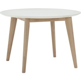 AD1 Mødebord Ø150x74 cm, hvid laminat/eg