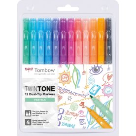 Tombow TwinTone Markere | Pastel | 12 stk.
