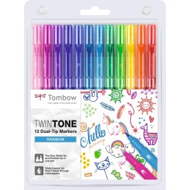 Tombow TwinTone Markere | Rainbow | 12 stk.