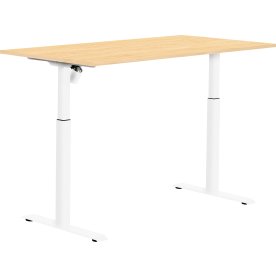 Sun-Flex I hæve/sænkebord, 160x80, Hvid/birk