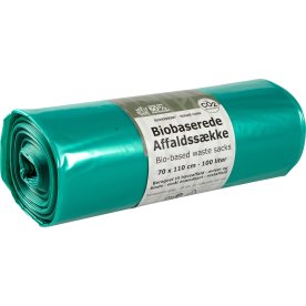 Affaldssække Biobaseret 100L, 70x110cm, 40my, Grøn