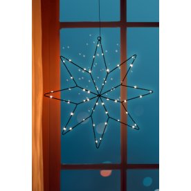 Stjerne m. 50 LED, H43 cm, sort/varm hvid
