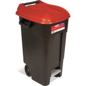 TAYG affaldsbeholder med låg, 120 liter, Sort/Rød