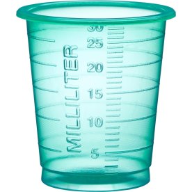 Medicinbæger m/graduering 30 ml, Ø3,8 cm, grøn