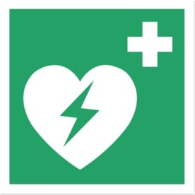 Skilt til AED Hjertestarter, 200x200 mm