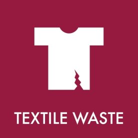 Affaldspiktogram 12x12cm selvklæb, Textile Waste