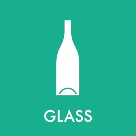 Affaldspiktogram 12x12cm selvklæb, Glass