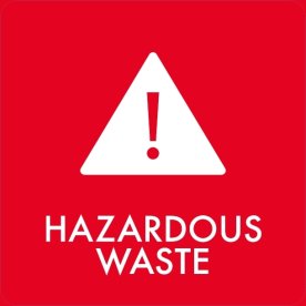 Affaldspiktogram 12x12cm selvklæb, Hazardous Waste