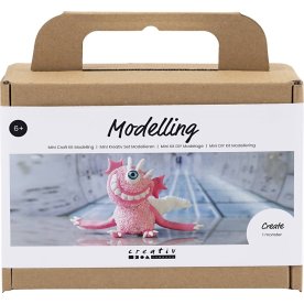 Mini DIY Kit Modellering, monster, lys pink