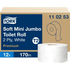 Tork T2 Premium Mini Jumbo Toiletpapir, 2-lag