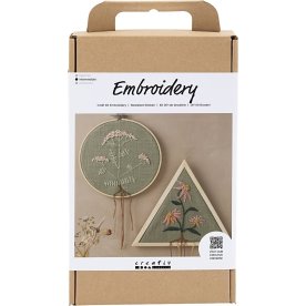 DIY Kit Broderi, broderibillede, støvet grøn