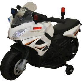 DEMO: Elbil Azeno Politi motorcykel til børn, hvid