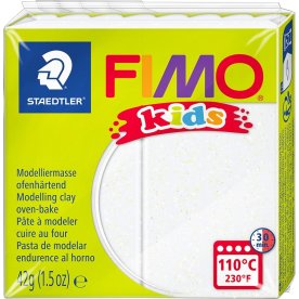 Fimo Kids Ler | 42g | Hvid glitter