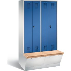 CP garderobeskab,2x(1x2)rum,Boks,Hængelås,Grå/Blå