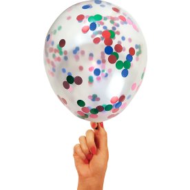 Ballon med konfetti, multifarvet, 30 cm, 5 stk.
