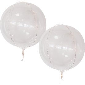 Ballon med LED, hvidt lys, 50 cm, 2 stk.
