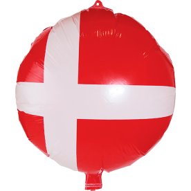 Ballon, folie, Dannebrogs flag, Ø45 cm, 1 stk.