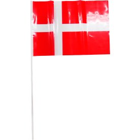 Plastikflag på pind, Dannebrog, H50 cm, 10 stk.