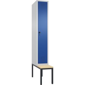 CP garderobeskab, 1x1 rum, Bænk, Hængelås, Grå/Blå