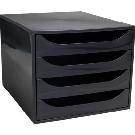 Exacompta Ecobox Skuffekabinet, 4, sort/sort
