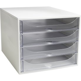 Exacompta Ecobox Skuffekabinet, 4, grå/klar