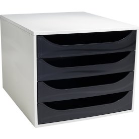 Exacompta Ecobox Skuffekabinet, 4, grå/sort