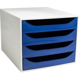 Exacompta Ecobox Skuffekabinet, 4, grå/blå