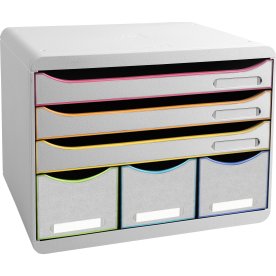 Exacompta Store-Box Skuffekabinet, 6, hvid/harleq.