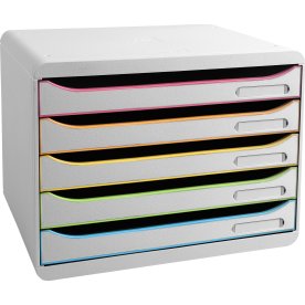 Exacompta Big-Box+ Skuffekabinet, H, 5, hvid/hq.