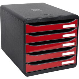 Exacompta Big-Box+ Skuffekabinet, sort/g. rød