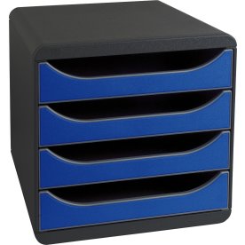 Exacompta Big-Box Skuffekabinet, 4, sort/blå
