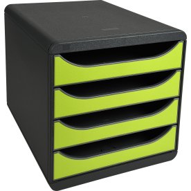 Exacompta Big-Box Skuffekabinet, 4, sort/grøn