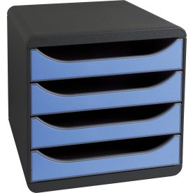 Exacompta Big-Box Skuffekabinet, 4, sort/isblå