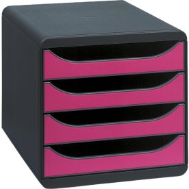 Exacompta Big-Box Skuffekabinet, 4, sort/hindbær