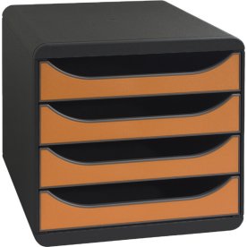 Exacompta Big-Box Skuffekabinet, 4, sort/orange