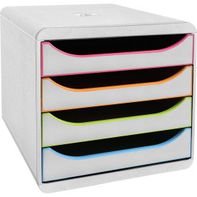 Exacompta Big-Box Skuffekabinet, 4, hvid/harlequin