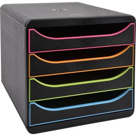 Exacompta Big-Box Skuffekabinet, 4, sort/harlequin