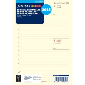 Filofax 2025 Refill | A5 | Uge | Højformat