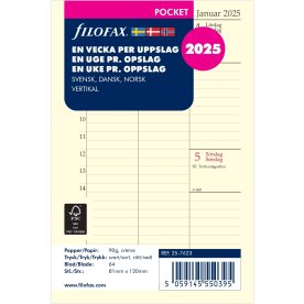 Filofax 2025 Refill | Pocket | Uge | Højformat