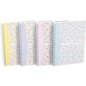 Oxford Floral Spiralbog A5 | Linjeret | Ass.