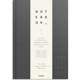 Burde Notesbog, tekstil, A5, linjeret, dark grey