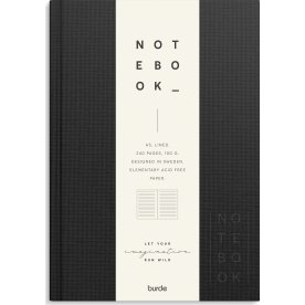 Burde Notesbog, tekstil, A5, linjeret, black