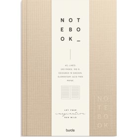 Burde Notesbog, tekstil, A5, linjeret, beige