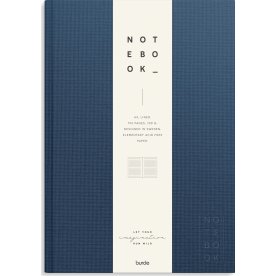 Burde Notesbog | Tekstil | A4 | Linj. | Mørkeblå