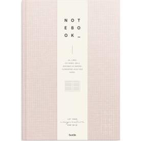 Burde Notesbog, tekstil, A4, linjeret, pink