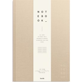 Burde Notesbog, tekstil, A4, linjeret, beige