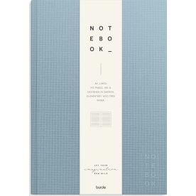 Burde Notesbog, tekstil, A4, linjeret, blue